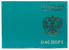Обложка для паспорта из натуральной кожи Шик, бирюзовый, тисн.золото "РОССИЯ-ПАСПОРТ-ГЕРБ"
