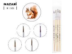 Набор кистей художественных, 4шт (№ 1, 2, 4, 5, круглые), белка, обойма обжимная, ручка деревянная,