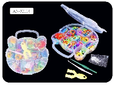 Набор цветных резиночек для плетения браслетов, 1000шт + крючок,S-клипсы,рогатка, в пластиковом конт