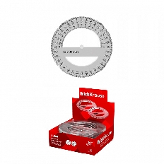 Транспортир пластиковый ErichKrause Clear, 360°/12см, прозрачный (в коробке-дисплее по 20 шт)