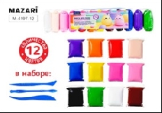 Суперлёгкий пластилин (масса д/лепки), 12 цветов по 12 г, пластиковые стеки 3 шт в комплекте, ОПП-уп