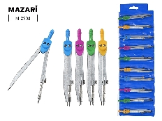 Циркуль металлический, 4 цвета в ассортименте, ПВХ- упаковка с подвесом