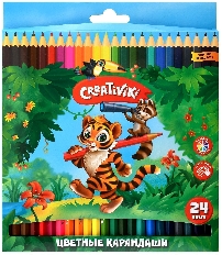 Набор цветных карандашей Creativiki 24 цв. шестигран. корп. дерев. карт.уп.