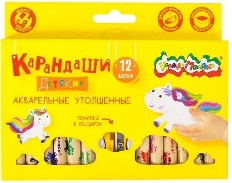 Набор акварел. каранд. Каляка-Маляка 12 цв. утолщ. цв. принт фольгой на корпусе с точилкой