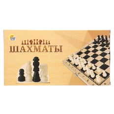 Шахматы деревянные (24х12х3 см), фигуры пластик, в коробке (Арт. ИН-1064)