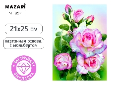 Алмазная мозаика с мольбертом РОЗЫ, 21х25см, 1 дизайн, частичная выкладка, ОПП-упаковка