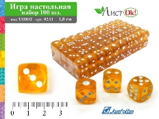 Игра настольная 9233 "Кости" прозрачные 1.8см, цена за набор 100 шт. J.O. /1 /0 /100 /0