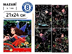 Набор для творчества «Гравюра», 21 х 24 см, 8 л., с контуром, деревянная палочка в комплекте, блисте