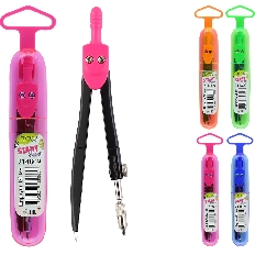 Циркуль 12см металлический StartSchool 214809 КОКОС пластиковый футляр европодвес ассорти 4 вида