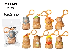 Брелок мягкий КАПИБАРА, 6*4 см, полиуретан, 8 дизайнов в ассортименте, ОПП-упаковка