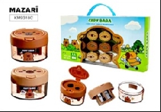 Точилка пластиковая КАПИБАРА, 2 отверстия для заточки, 4 дизайна, с контейнером для стружки, картонн