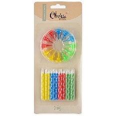 802918 Свечи Ромбики, Ассорти, 0,5*6 + 2 см, 24 шт. с держат.