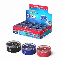 Пластиковая точилка ErichKrause® Universe с контейнером, цвет корпуса ассорти (в коробке по 24 шт.)