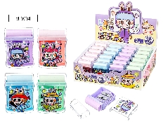 Точилка пластиковая ЗУБАСТИК, 2 отверстия для заточки, ластик, 4 дизайна, с контейнером для стружки,