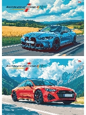 TM"Profit"Альбом для рисования А4 12л. АВТО И ПРИРОДА - 5 (12-7242) скрепка,.2диз в сп