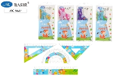 Набор линеек: "ЛИСА"; 4 предмета: пластиковые с рисунком; 2 треугольника, транспортир, линейка 15 см