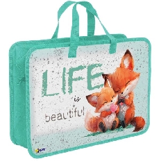 ПТ-18-10 Лисички- папка печать на пластике с ручками, дизайн с двух сторон