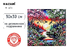 Алмазная мозаика РЕКА, 30x30 см, подрамник, холст, частичная выкладка, термоусадочная плёнка
