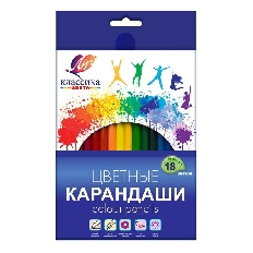 Набор цветн.каранд КЛАССИКА 18 цв. шестигранные дерев.