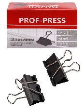 Зажим   для бумаг ЧЕРНЫЙ (ЗК-4166), 19мм, (набор 12шт) в карт. коробке