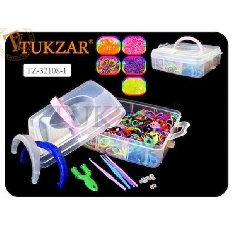 Набор цветных резиночек для плетения браслетов, 2500 шт + крючки,S-клипсы,рогатки, в пластиковом кон