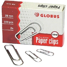 Скрепки канцелярские L28 мм, 100 шт. оцинкованные С28-100 Ц