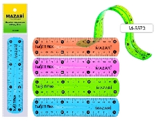 Линейка M-5570 пластиковая гибкая, 15 см, ассорти 4 цв.,пластиковый пакет с европодвесом