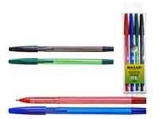 Набор ручек шариковых M-7302-4, STYLUS, 4цв., пулевидный пиш.узел 0.7мм, корпус пласт. цветной, ПВХ