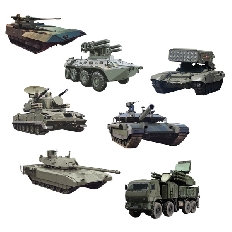 *КМ-17982 Комплект для оформления интерьера со скотчем. Военная техника (7 шт.), 4610563393110