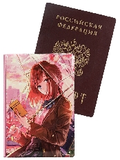 Обложка на паспорт Аниме девушка с зонтиком ПВХ ОП-1299