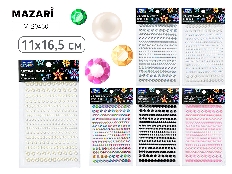 Стразы-наклейки пластиковые, 11*16.5 см, 6 дизайнов, ОПП-упаковка