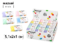 Ластик PASTEL, ПВХ, прямоугольный, размер  4*2*1 см, ассорти 5 цветов, ОПП-упаковка / картонный дисп