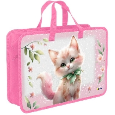 ПТ-18-10 Прелестный котик- папка печать на пластике с ручками, дизайн с двух сторон