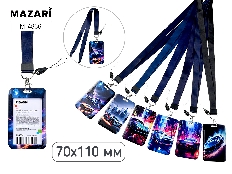 Бейдж вертикальный AUTO, 70х110мм, на шнурке, микс 6 дизайнов, ОПП- упаковка