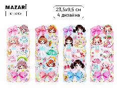 Наклейки декоративные НАРЯДИ КУКЛУ, 23.5x9.5 см, 4 дизайна, ОПП-упаковка