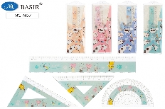 Набор линеек: "ЛАПКИ"; 4 предмета: пластиковые с рисунком; 2 треугольника, транспортир, линейка 20 с