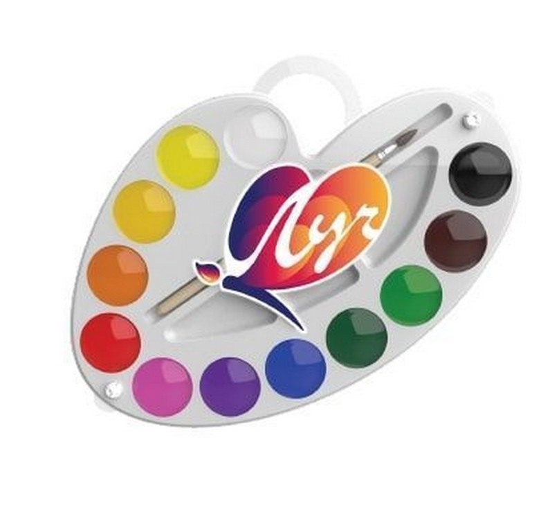 Акварель ПАЛИТРА 12 цв. с кист. фигурная пласт.уп. с европодвесом