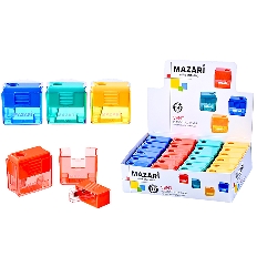 Точилка пластиковая VENT, 1 отверстие для заточки, 4 цвета, с контейнером для стружки, картонная кор