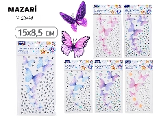 Стразы-наклейки пластиковые, 15*8.5 см, 6 дизайнов, ОПП-упаковка
