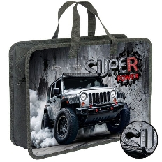 ПТ-18-12 Стальной джип- папка печать на пластике с ручками, дизайн с двух сторон