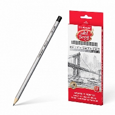Чернографитные шестигранные карандаши ArtBerry® 5H, 4H, 3H, 2H, H, HB, HB, B, 2B, 3B, 4B, 5B (в коро