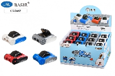 Точилка "Машинка"  двойная с контейнером, с откидной крышкой, пластиковая /4 цвета/, фигурная.