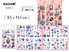 Тату стикеры, 2 листа, МУЗЫКА, 8.5x11.5 см, ОПП-упаковка