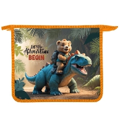 ПТ- 735 Дино и медвежонок  -папка д/тетр. А5 на молнии, дизайн с двух сторон