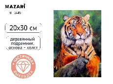 Алмазная мозаика ТИГР, 20x30 см, деревянный подрамник, частичная выкладка, термоусадочная пленка