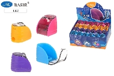 Точилка: одинарная с контейнером, с откидной крышкой, пластиковая /4 цвета/, фигурная размер 3*3,5 с