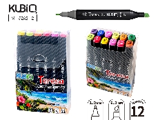 Набор маркеров для скетчинга двусторонние TERESA, 12цв., Main + Fluorescent colors (основные + флуор