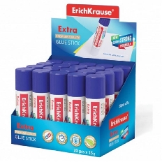 Клей-карандаш ErichKrause® Extra, 15г (в коробке-дисплее по 20 шт.)