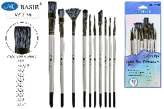 Набор кистей: состоит из 10 художественных кистей: (круглые, линер, широкая, скошенная, плоские  №2,