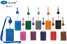 Бейджи для пропусков, проездных: кожзам, микс/10 цветов/, со шнурком и рулеткой-ретрактором с вытяжн